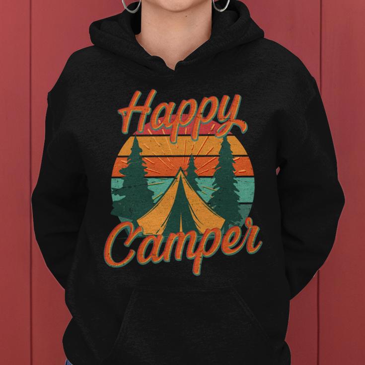 Vintage Happy Camper Emblem Women Hoodie