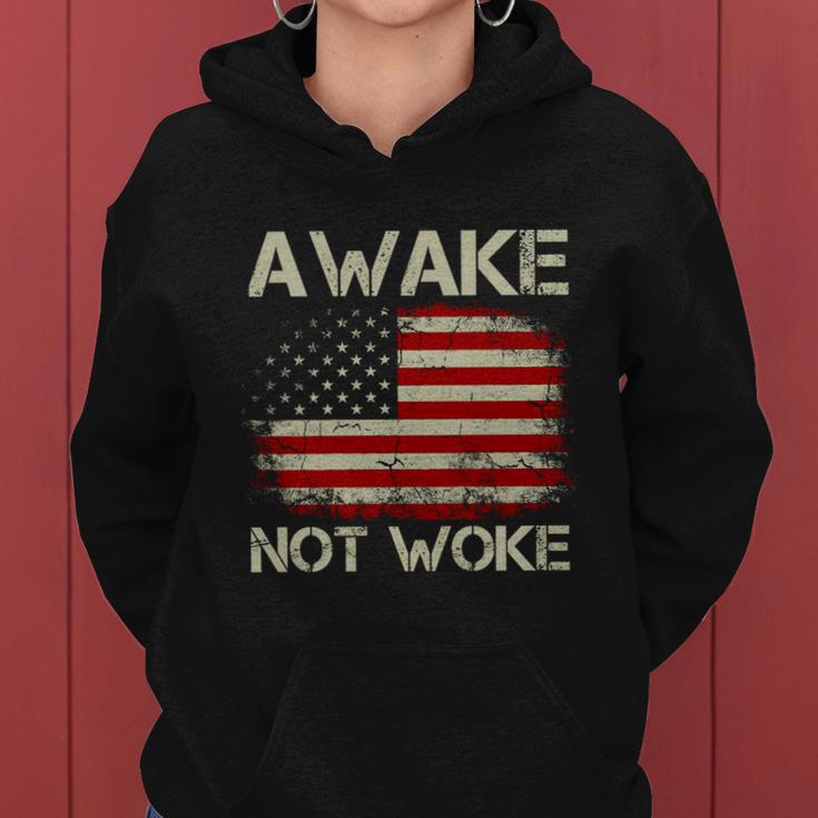 Vintage Old American Flag Awake Not Woke Tshirt Women Hoodie