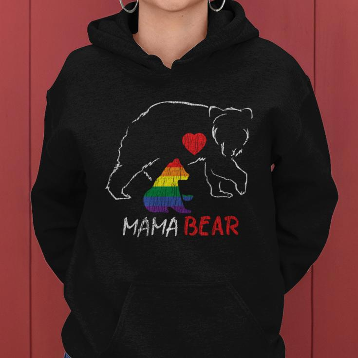 Vintage Rainbow Mama Bear Hugs Mom Mother Love Lgbt Pride Cute Gift Women Hoodie
