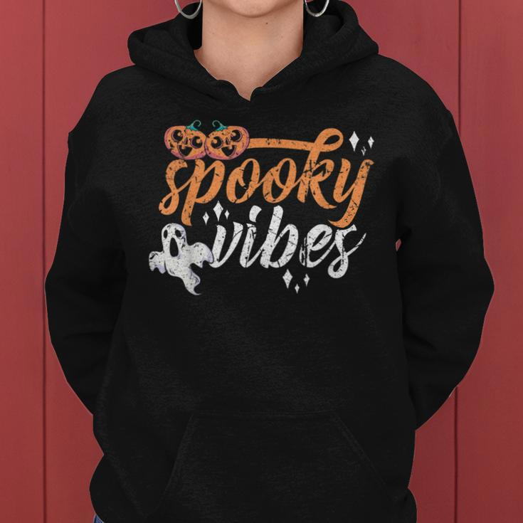Vintage Spooky Vibes Halloween Novelty Graphic Art Design Women Hoodie