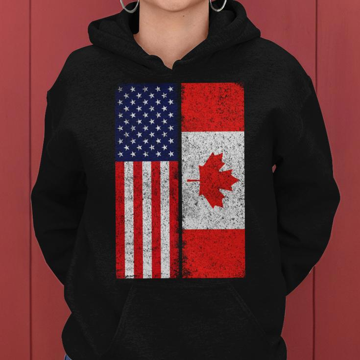 Vintage Usa Canadian Flag Women Hoodie