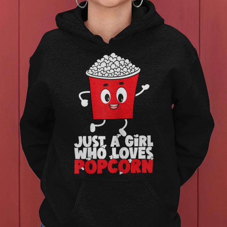 Womens Cool Just A Girl Who Loves Popcorn Girls Popcorn Lovers Women Hoodie Graphic Print Hooded Sweatshirt