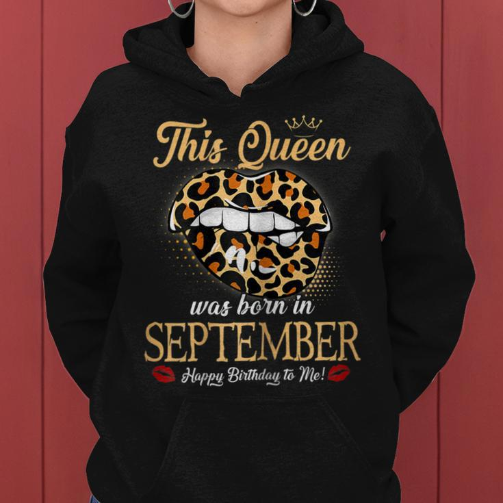Womens September Birthday Leopard Its My Birthday September Queen Women Hoodie Graphic Print Hooded Sweatshirt