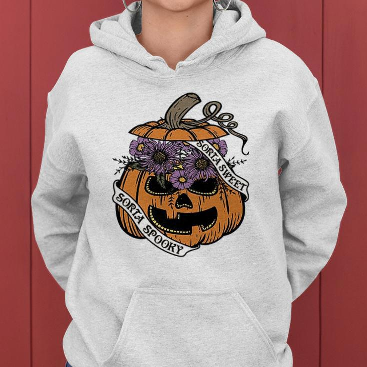 Cute Halloween Sorta Sweet Sorta Spooky Pumpkin Florals Women Hoodie