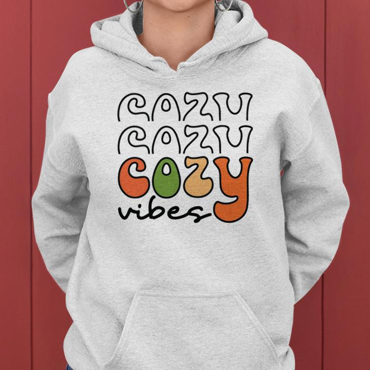 Funny Cozy Vibes Thanksgiving Fall Women Hoodie Graphic Print Hooded Sweatshirt