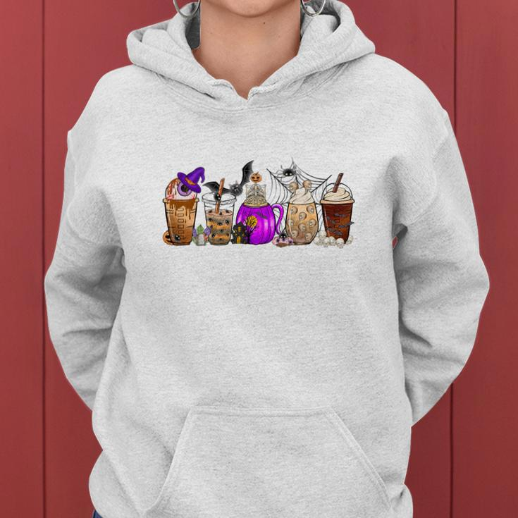 Halloween Coffee Fall Gift Drinking Women Hoodie Graphic Print Hooded Sweatshirt