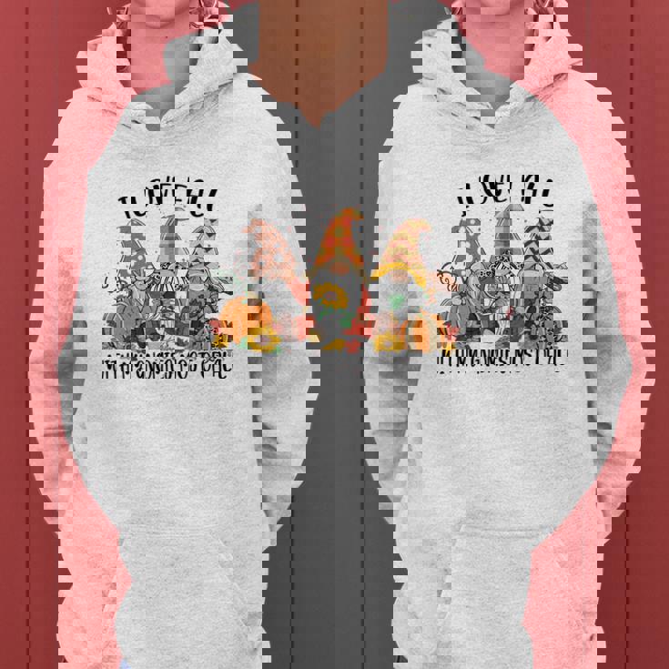 I Love Fall With My Gnomes Most Of All Fall Gnomes Thanksgiving Women Hoodie Graphic Print Hooded Sweatshirt
