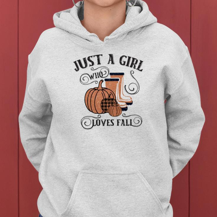 Just A Girl Who Loves Fall Season Women Hoodie Graphic Print Hooded Sweatshirt