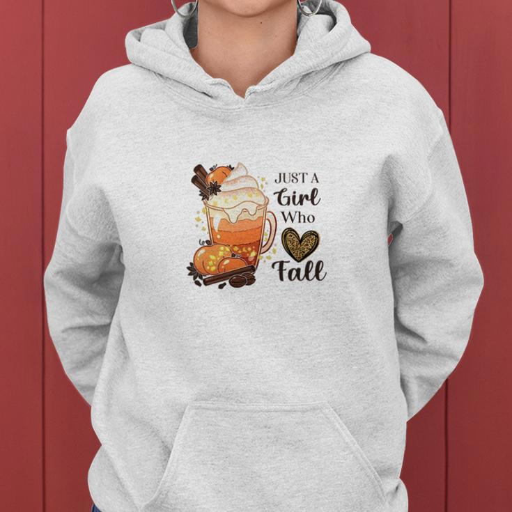 Latte Cream Just A Girl Who Loves Fall Women Hoodie Graphic Print Hooded Sweatshirt