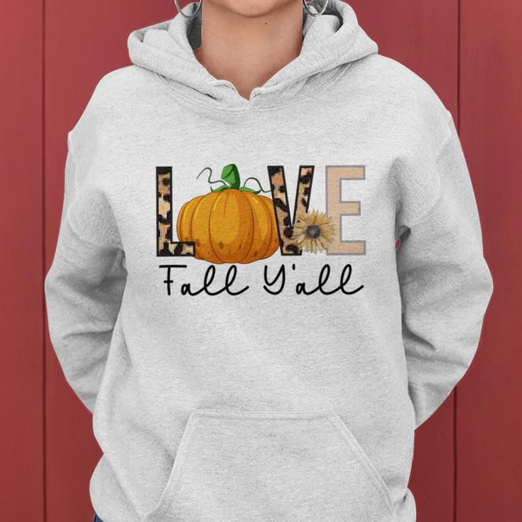 Love Fall Yall Pumpkin Lovers Thankful Women Hoodie Graphic Print Hooded Sweatshirt