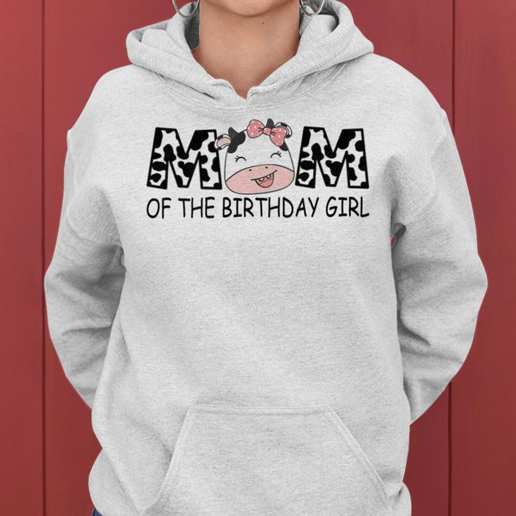 Mom Of The Birthday For Girl Cow Farm First Birthday Cow Women Hoodie
