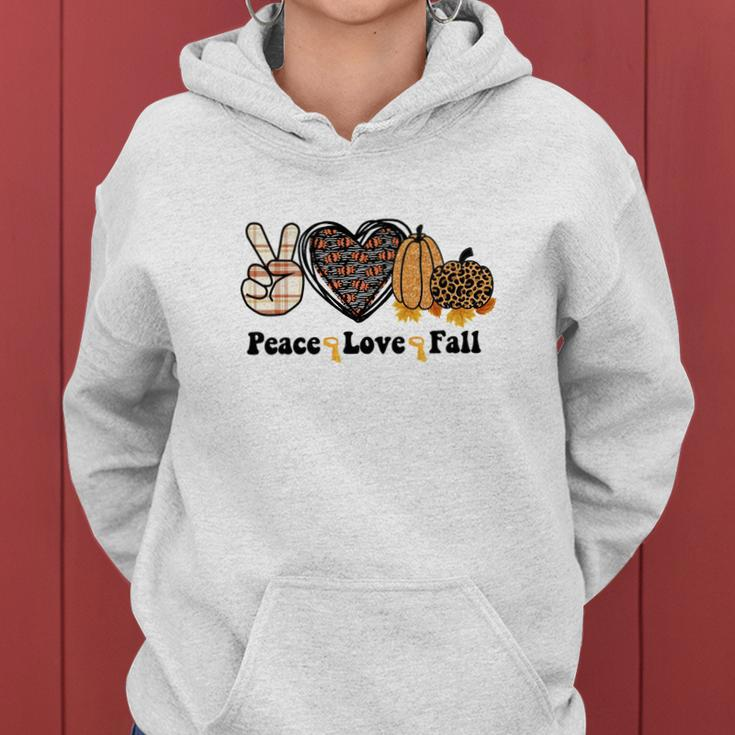 Peace Love Fall Pumpkin Heart Women Hoodie Graphic Print Hooded Sweatshirt