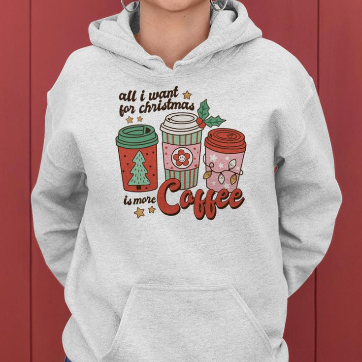 Retro Christmas All I Want For Christmas Is More Coffee Women Hoodie Graphic Print Hooded Sweatshirt