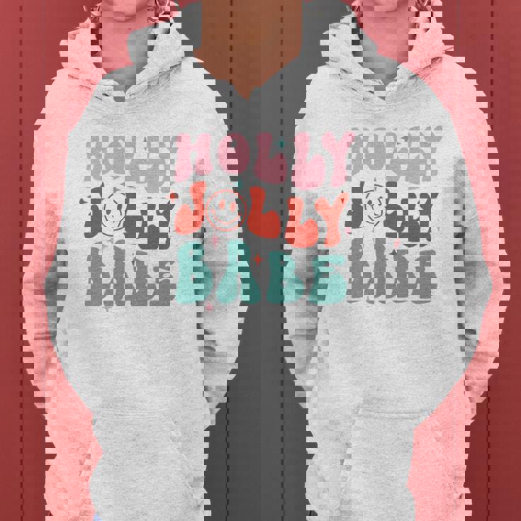 Retro Christmas Holly Jolly Babe V2 Women Hoodie Graphic Print Hooded Sweatshirt