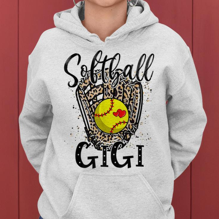 Softball Gigi Leopard Game Day Softball Lover Mothers Day Women Hoodie Graphic Print Hooded Sweatshirt