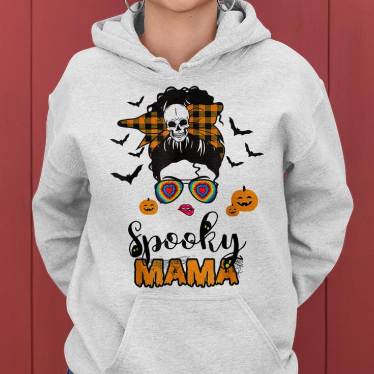 Spooky Mama Messy Bun For Halloween Messy Bun Mom Monster V2 Women Hoodie
