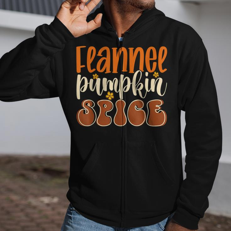 Flannel Pumpkin Spice Flower Vintage Style Fall Autumn Vibes Zip Up Hoodie