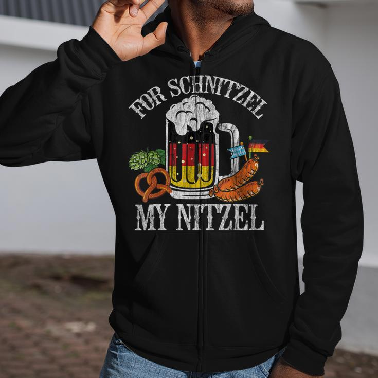 For Schnitzel My Nitzel Funny Oktoberfest German Beer Wurst Zip Up Hoodie