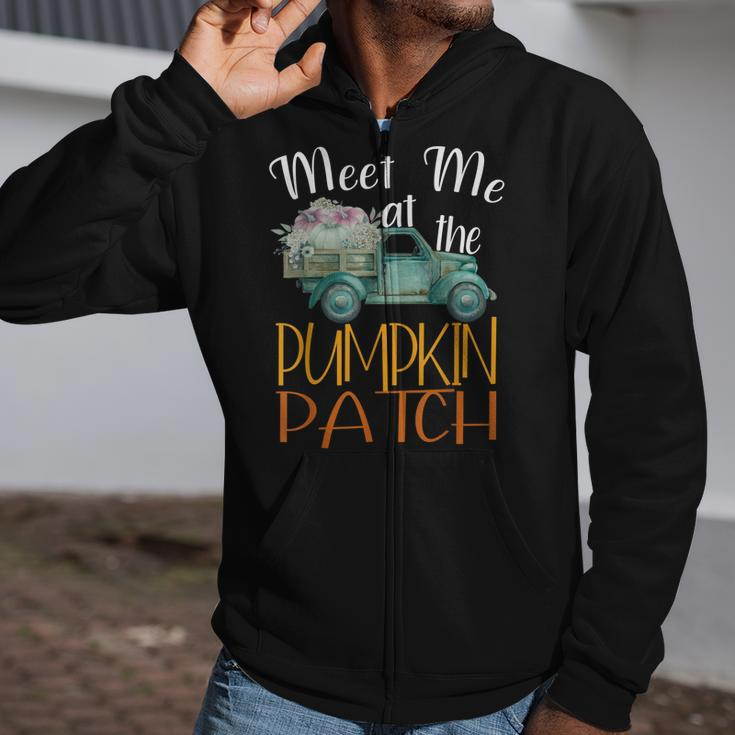 Meet Me At The Pumpkin Patch Autumn Season Pumpkin Lover Zip Up Hoodie