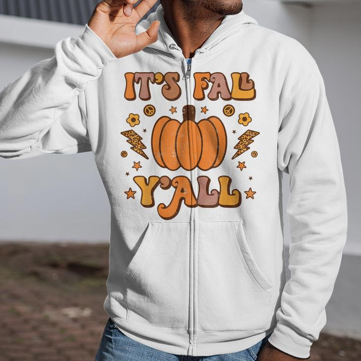 Its Fall Yall Pumpkin Spice Autumn Season Thanksgiving Zip Up Hoodie