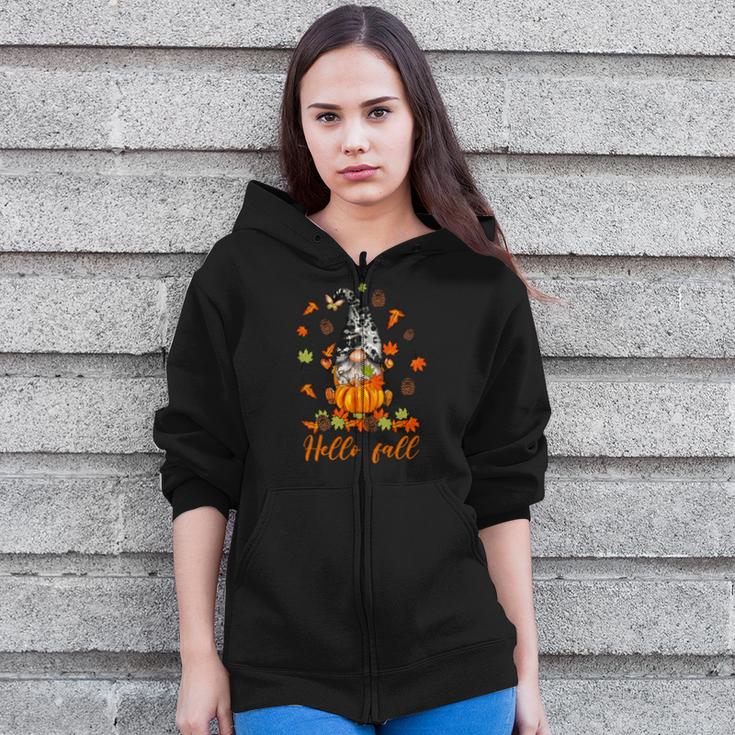 Gnomes Hello Fall Things Best Gift Zip Up Hoodie