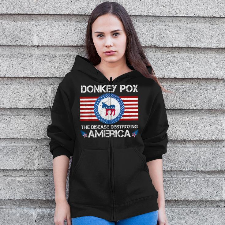 Donkey Pox The Disease Destroying America Funny Zip Up Hoodie