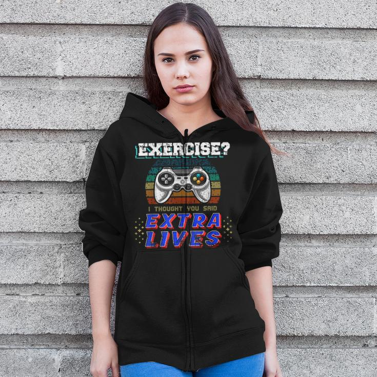 Extra Lives Funny Video Game Controller Retro Gamer Boys V3 Zip Up Hoodie