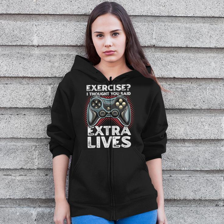 Extra Lives Funny Video Game Controller Retro Gamer Boys V9 Zip Up Hoodie