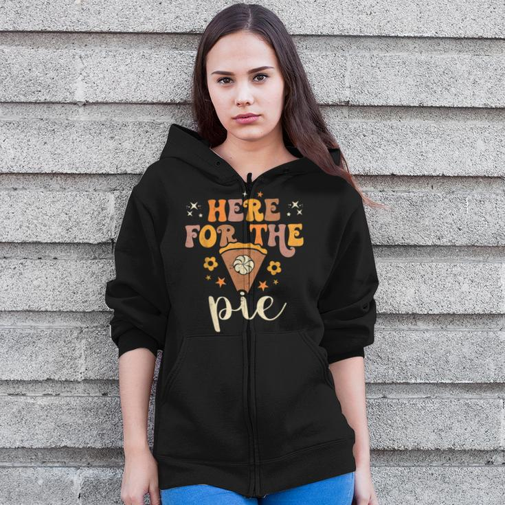 Here For The Pie Pumpkin Spice Autumn Fall Yall Thanksgiving Zip Up Hoodie