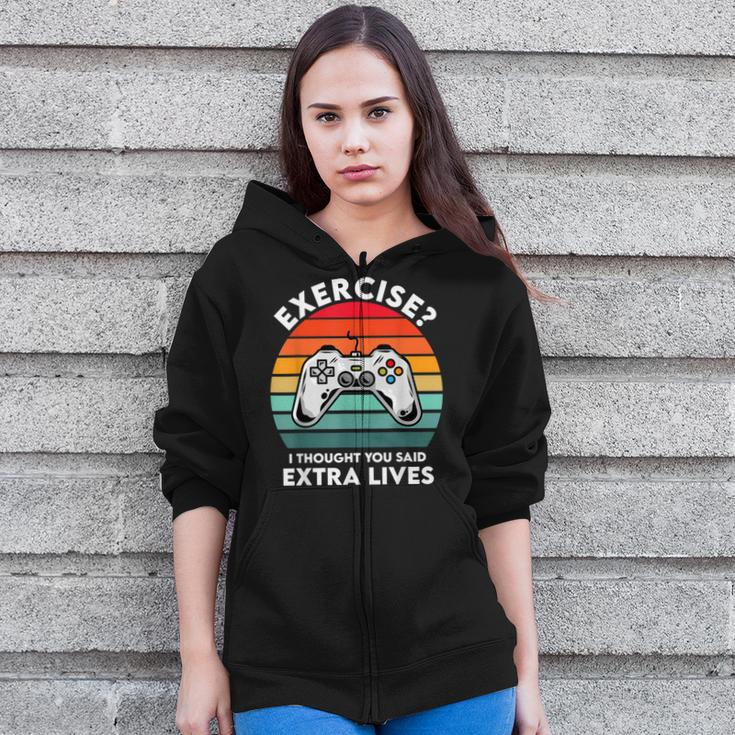 Mens I Thought You Said Extra Lives Funny Video Game Vintage Zip Up Hoodie