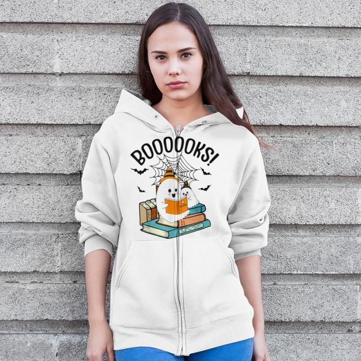 Halloween Booooks Ghost Reading Boo Read Books Library V5 Zip Up Hoodie