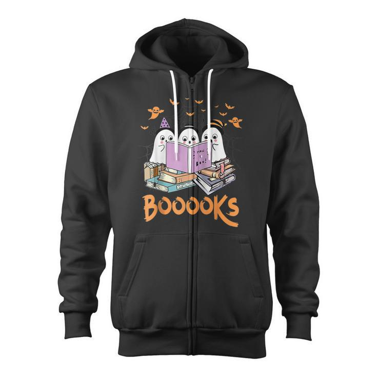 Boo Read Books Library Funny Booooks Ghost Halloween Gifts  Zip Up Hoodie