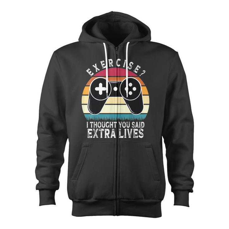 Extra Lives Funny Video Game Controller Retro Gamer Boys V13 Zip Up Hoodie