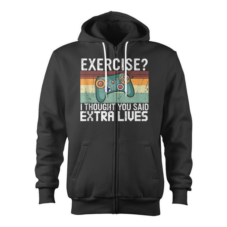 Extra Lives Funny Video Game Controller Retro Gamer Boys  V15 Zip Up Hoodie