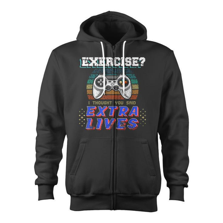 Extra Lives Funny Video Game Controller Retro Gamer Boys V3 Zip Up Hoodie