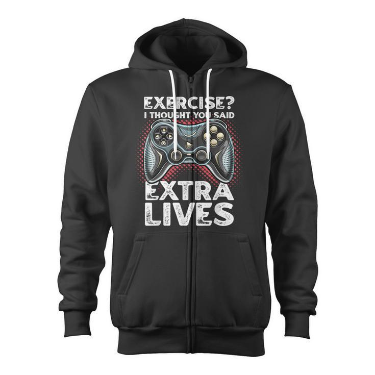 Extra Lives Funny Video Game Controller Retro Gamer Boys V9 Zip Up Hoodie