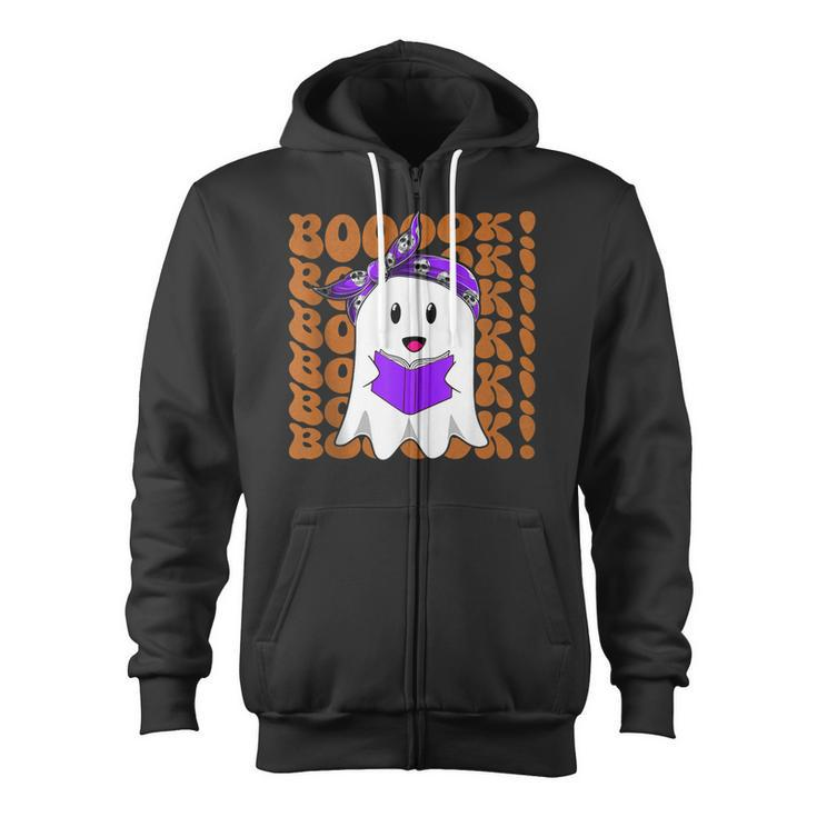 Halloween Booooks Ghost Reading Boo Read Books Library V2 Zip Up Hoodie