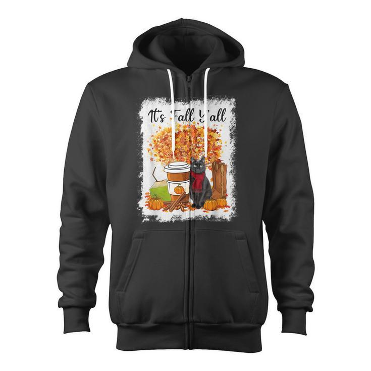 Happy Fall Yall Funny Cats Autumn Lover Pumpkins Halloween  Zip Up Hoodie