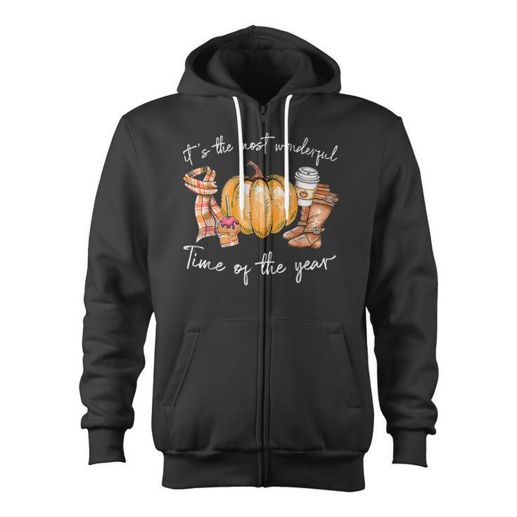 Its The Most Wonderful Time Of The Year Pumpkin Autumn Fall  Zip Up Hoodie