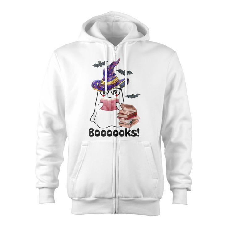Halloween Booooks Ghost Reading Boo Read Books Library  V3 Zip Up Hoodie