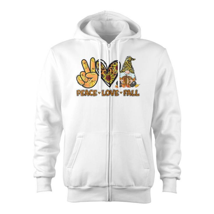 Peace Love Fall Funny Gnome Autumn Lover Pumpkins Halloween  V2 Zip Up Hoodie