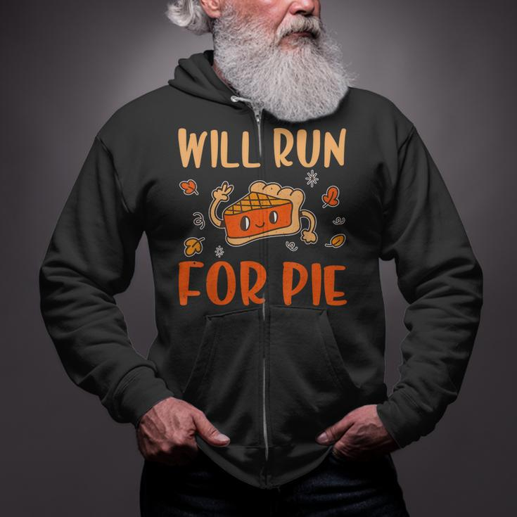 Will Run For Pie Pumpkin Funny Thanksgiving Zip Up Hoodie