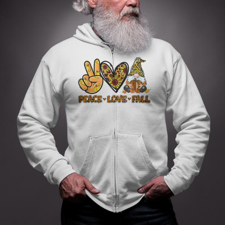 Peace Love Fall Funny Gnome Autumn Lover Pumpkins Halloween V2 Zip Up Hoodie