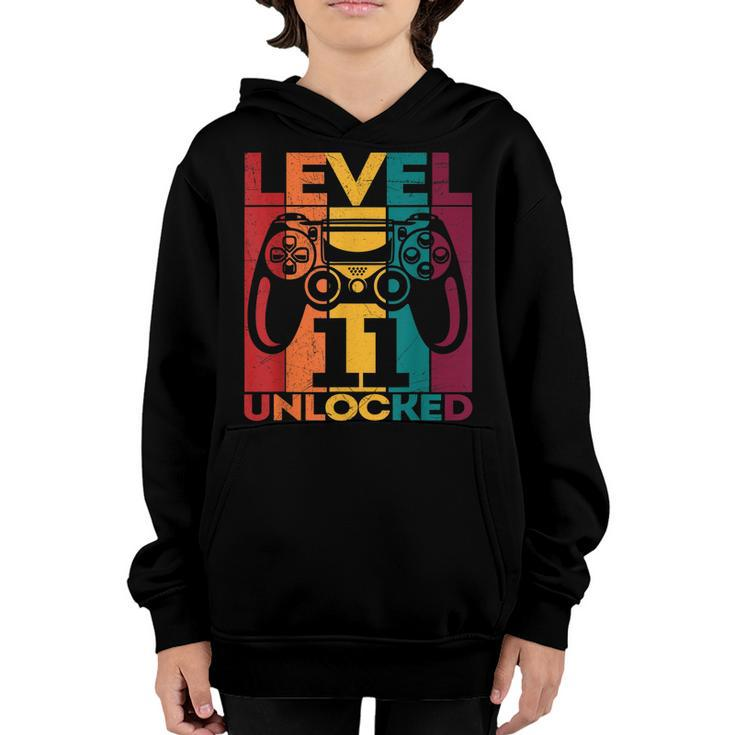 11Th Birthday Gamer Level 11 Unlocked Video Game Gaming  Youth Hoodie