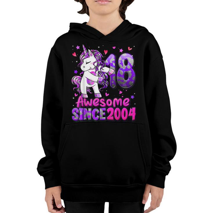 18 Years Old Unicorn Flossing 18Th Birthday Girl Unicorn Youth Hoodie