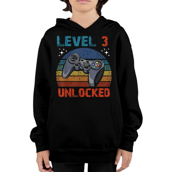3Rd Birthday Gifts Level 3 Unlockd Video Games Gaming  Youth Hoodie
