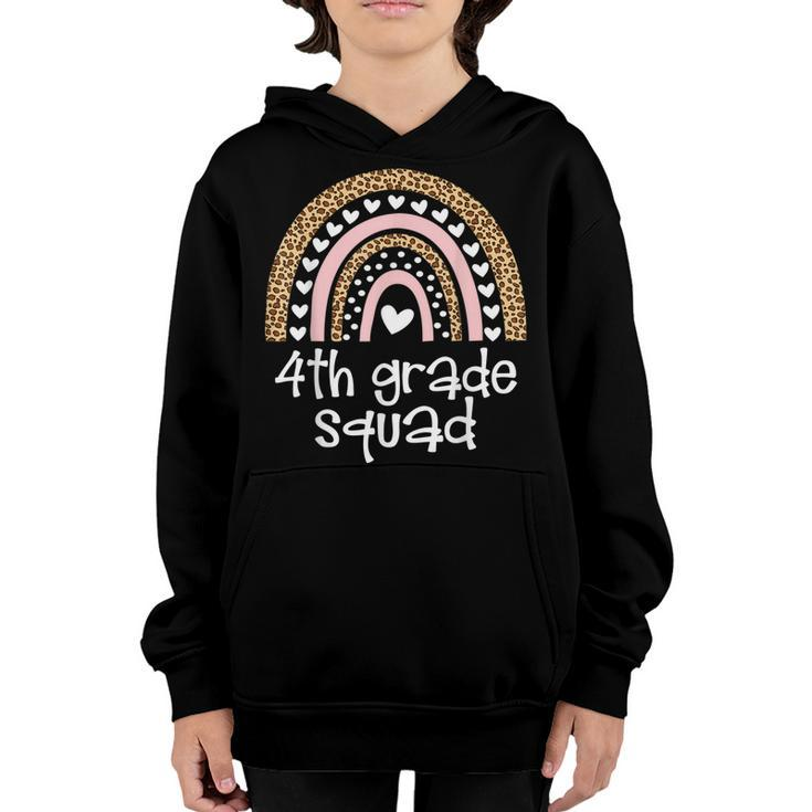 4Th Grade Squad Teacher Student Rainbow 100Th Day Of School  Youth Hoodie