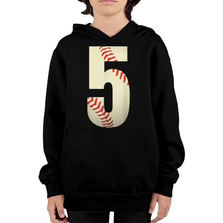 5Th Birthday Baseball Big Number Five 5 Year Old Boy Girl  V10 Youth Hoodie