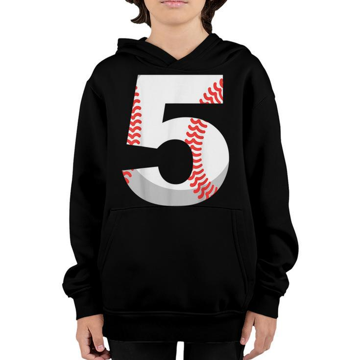 5Th Birthday Baseball Big Number Five 5 Year Old Boy Girl  V4 Youth Hoodie