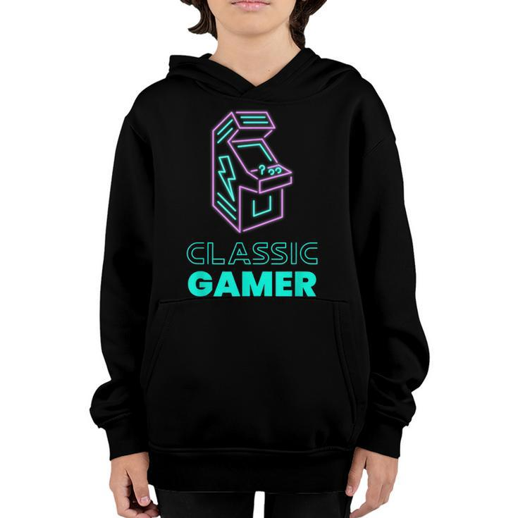 70S 80S 90S Vintage Retro Arcade Video Game Old School Gamer  V6 Youth Hoodie